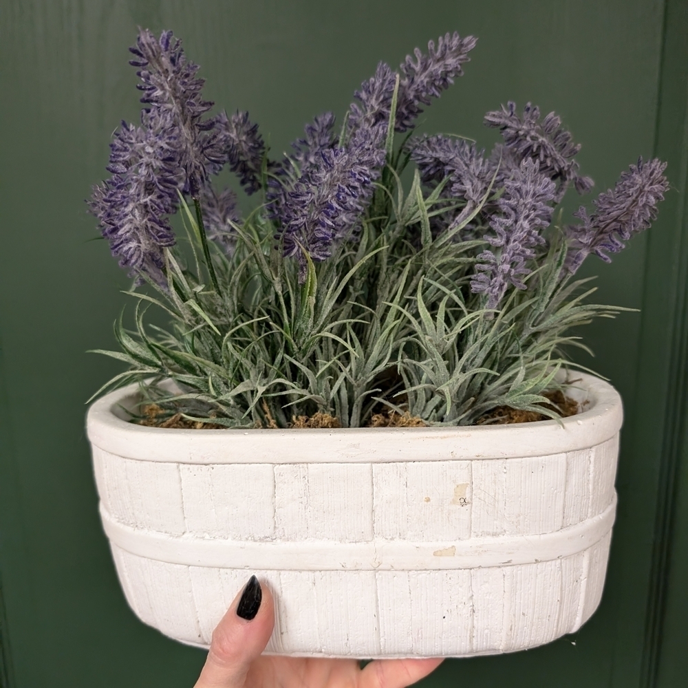 Faux Lavender Plant In White Container - Picture 7 of 8